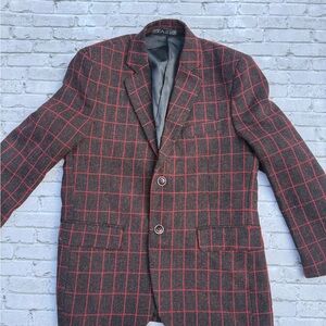 Youth Tazio Gray and Red Checkered Blazer *FLAW*